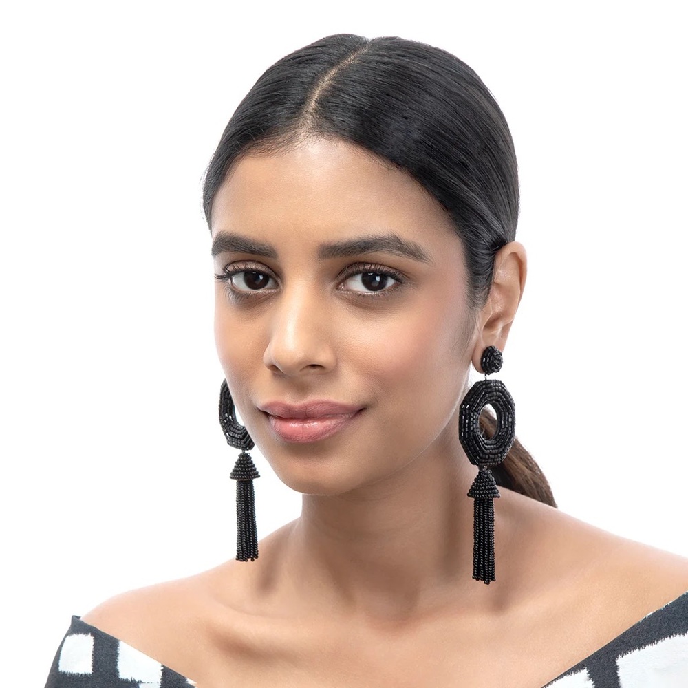 Anthropologie Deepa Gurnani Aisha Drop Earrings - Lavender- NWT - Picture 4 of 16